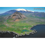 Postcard, Snæfellsjökull, Arnarstapi in front