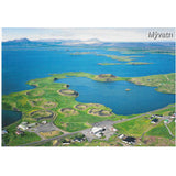 Postcard, Mývatn, aerial view over Skútustaðir