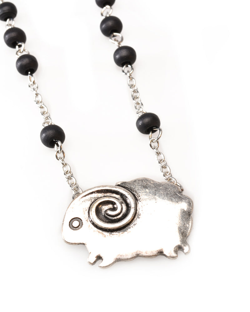 Necklace, Lava beads, Sheep