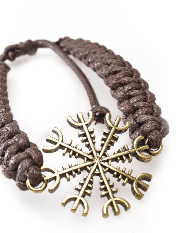 Adjustable Cord Wristband, Bronze look Helm of Awe