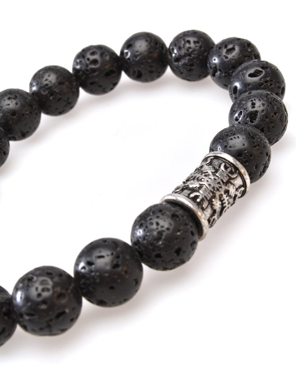 Lava beads Wristband, Silver look Helm of Awe