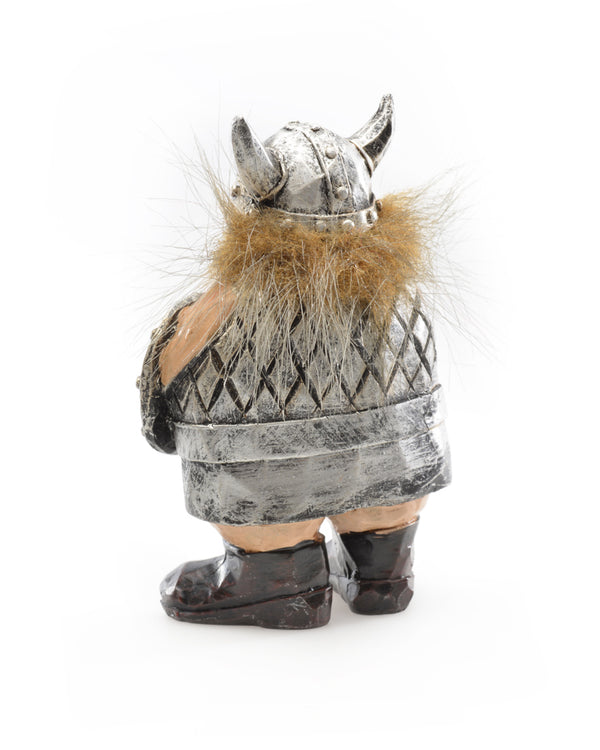 Resin Viking w-Hair, Silver Viking with Sword to the side