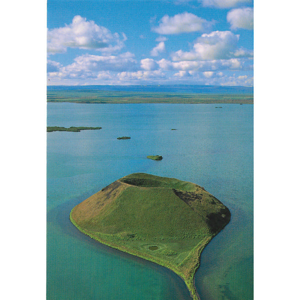 Postcard, Mývatn, 'Háey' island on the lake