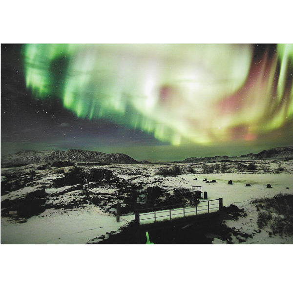 Postcard, Northern Lights over Thingvellir