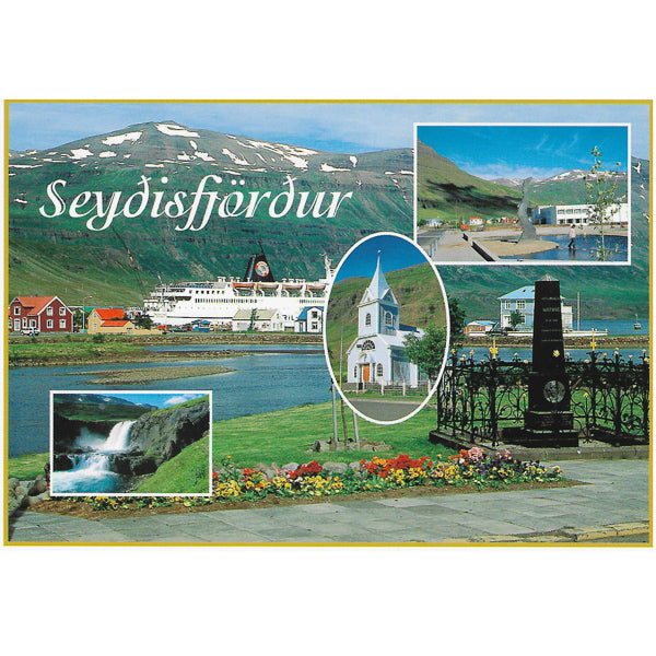 Postcard, Town of Seyðisfjörður, multi-view
