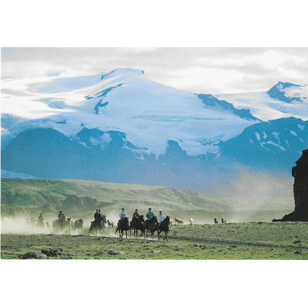 Postcard, Horses and Eyjafjallajökull