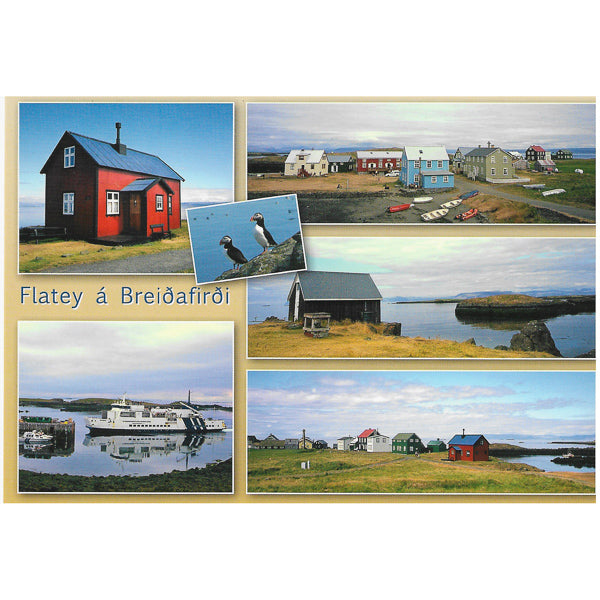 Postcard, Flatey in Breiðafjörður multiview