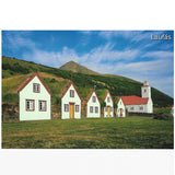 Postcard, LaufÃ¡s, turf farm and folk museum