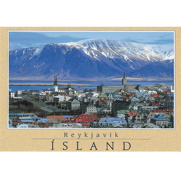 Postcard, Reykjaví­k with Esja mountain in background