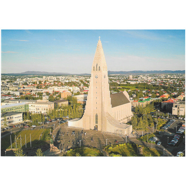 Postcard, HallgrÃ­mskirkja, drone view