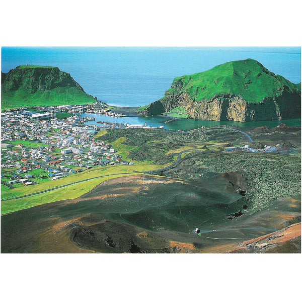 Postcard, Westman Islands, aerial view