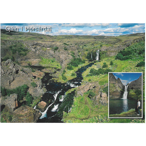 Postcard, From ThjÃ³rsÃ¡rdalur, 'GjÃ¡in'