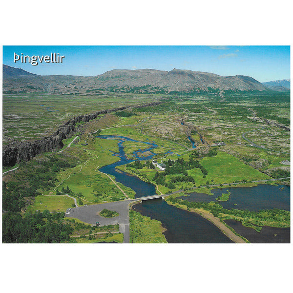 Postcard, aerial view over Thingvellir to the north