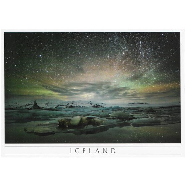 Postcard large, Jökulsárlón, starry night