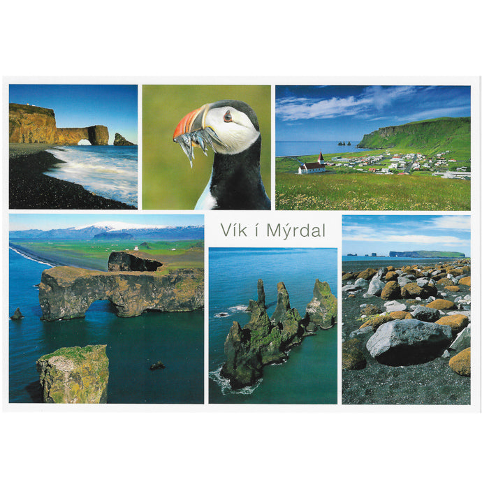 Postcard large, Vík í Mýrdal, multiview
