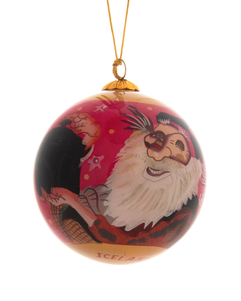 Handpainted Christmas Ball Ornament, Pottasleikr - Askasleikir